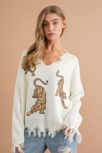 Out of Sight Sequin Tiger Sweater
