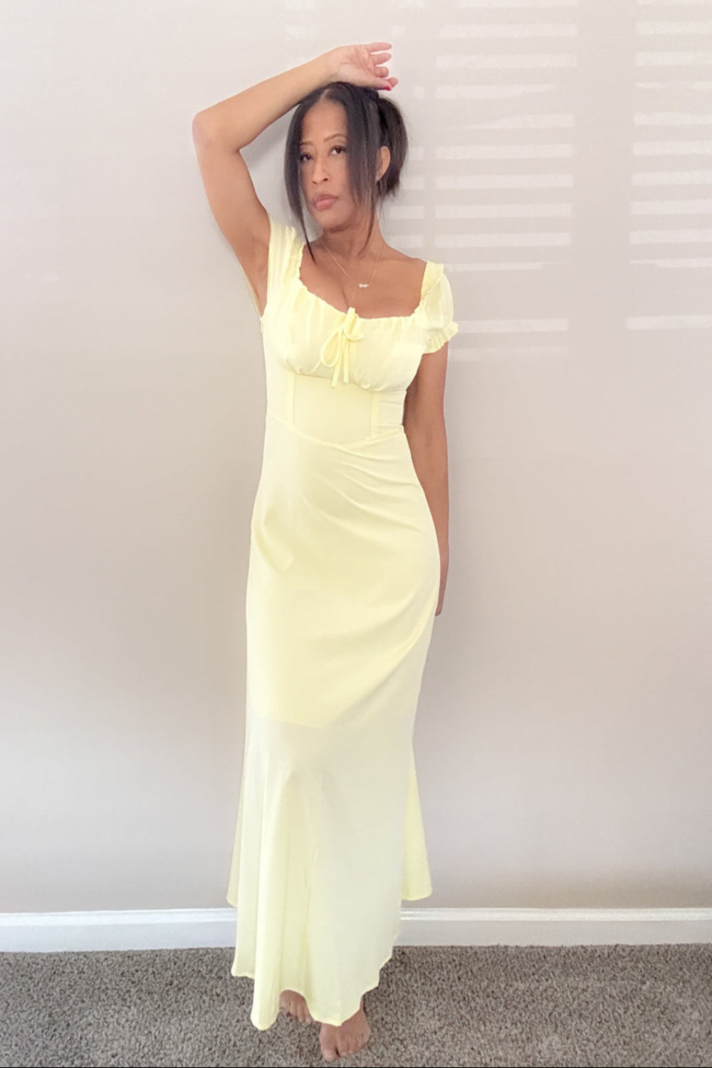 Devine Sweetheart Neck Short Sleeve Maxi Dress