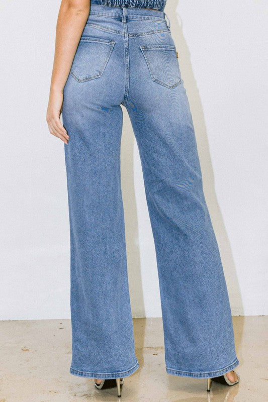 Terri Distressed Wide Fit Jeans