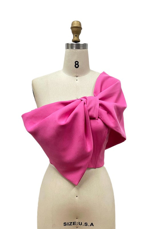 Barbie Girl Asymmetric Bow Crop Top