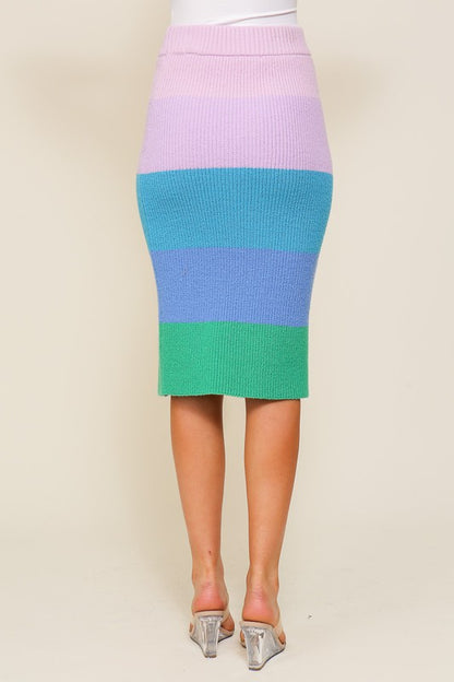 Way Out High-Waisted Midi Sweater Multicolor Skirt