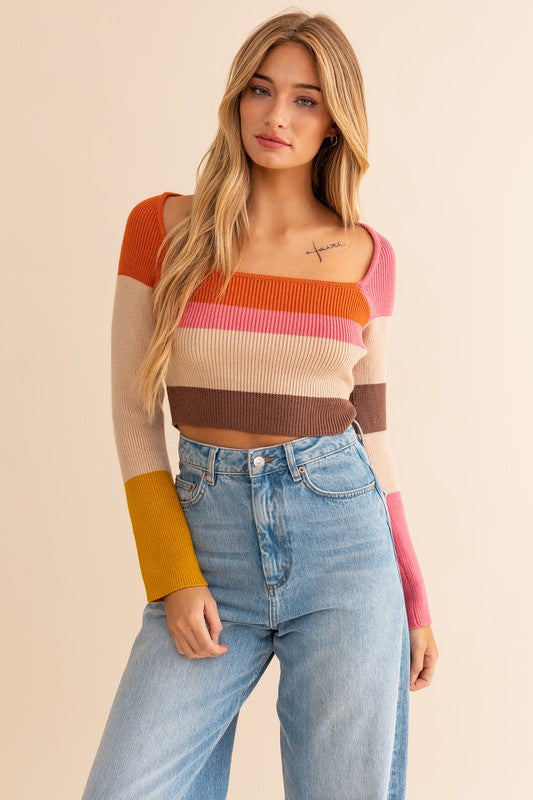 Live a Little Color Block Stripe Knit Top