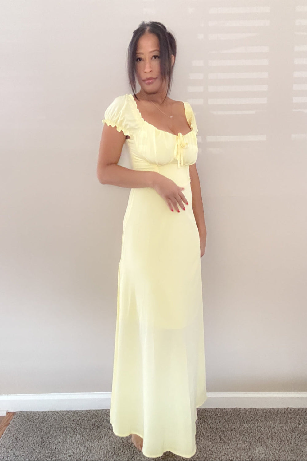 Devine Sweetheart Neck Short Sleeve Maxi Dress