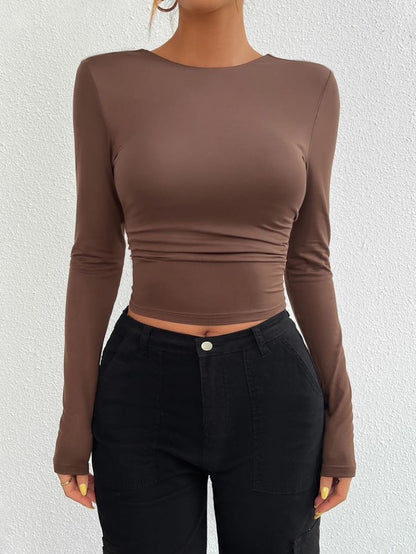 Kimmy Long sleeve crop top with open back