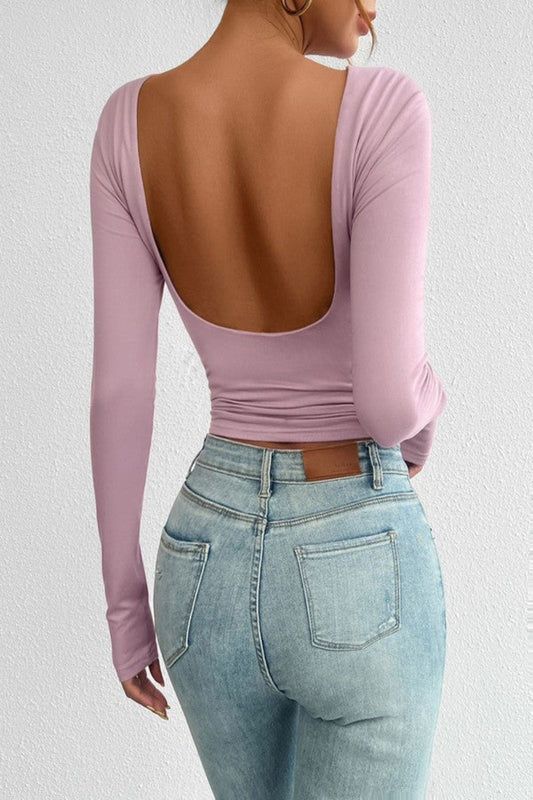 Kimmy Long sleeve crop top with open back