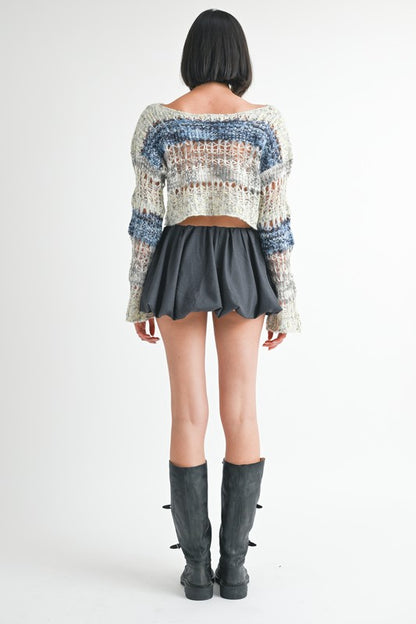 LOOSE KNITTED CROP SWEATER