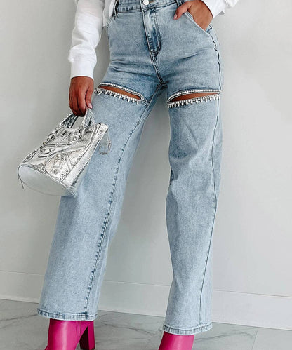 MULTI-POCKET HAND-DRILLED JEANS FOR RUGGED STYLE AND ARTISAN: Black / S