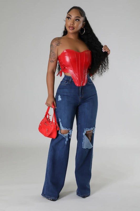 Jade Wide Leg Jean in Dark Denim