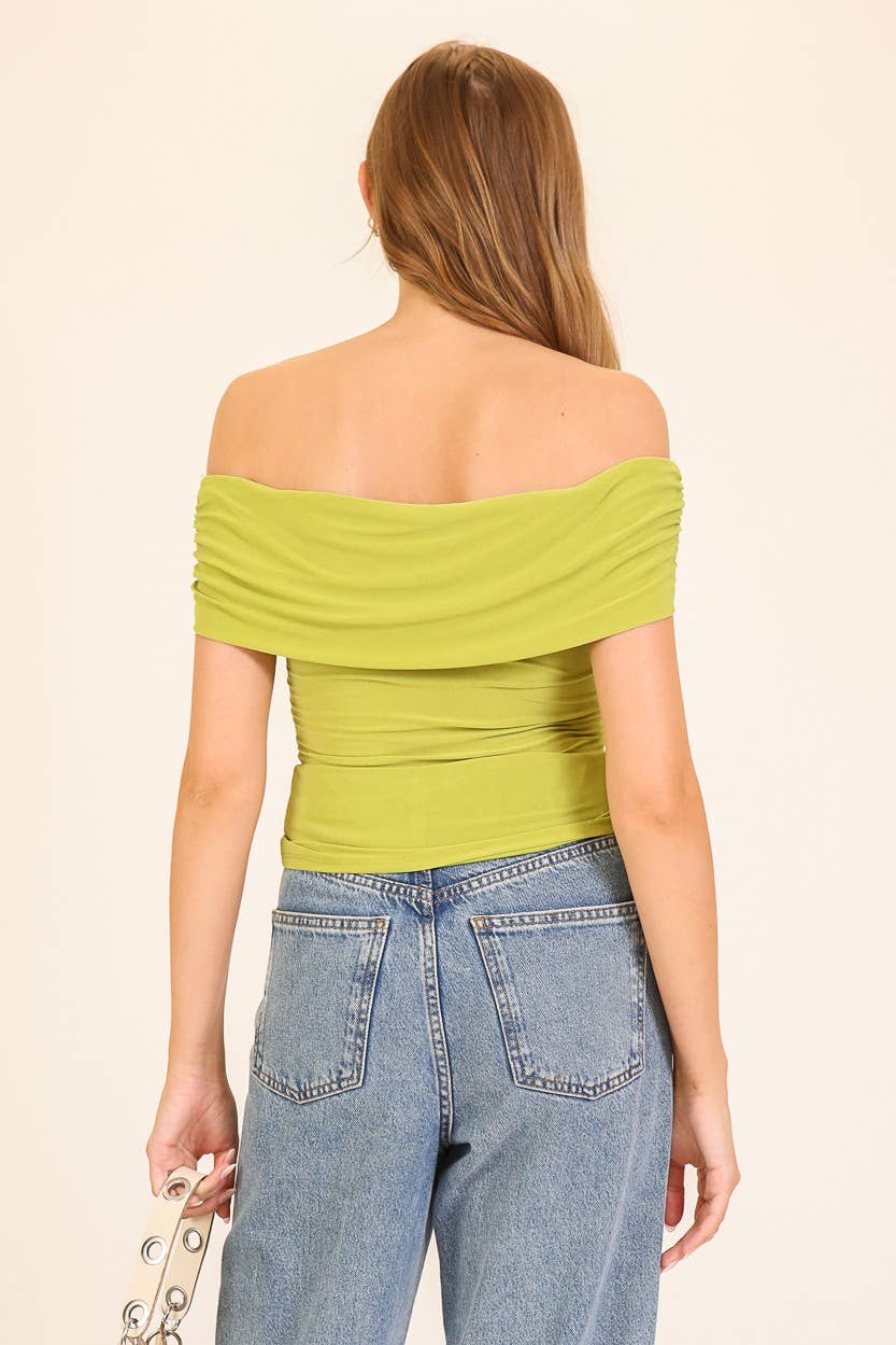 Golden Accent Off-Shoulder Top: Black / S