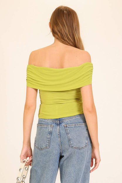 Golden Accent Off-Shoulder Top: Black / S