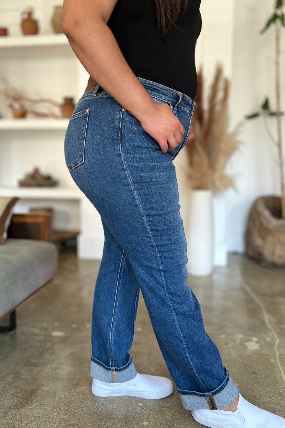 Judy Blue Jeans Full Size High Waist Front Seam Detail Straight Leg Jeans