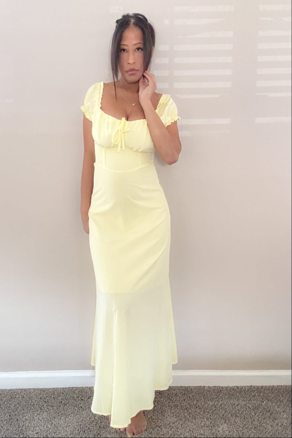 Devine Sweetheart Neck Short Sleeve Maxi Dress