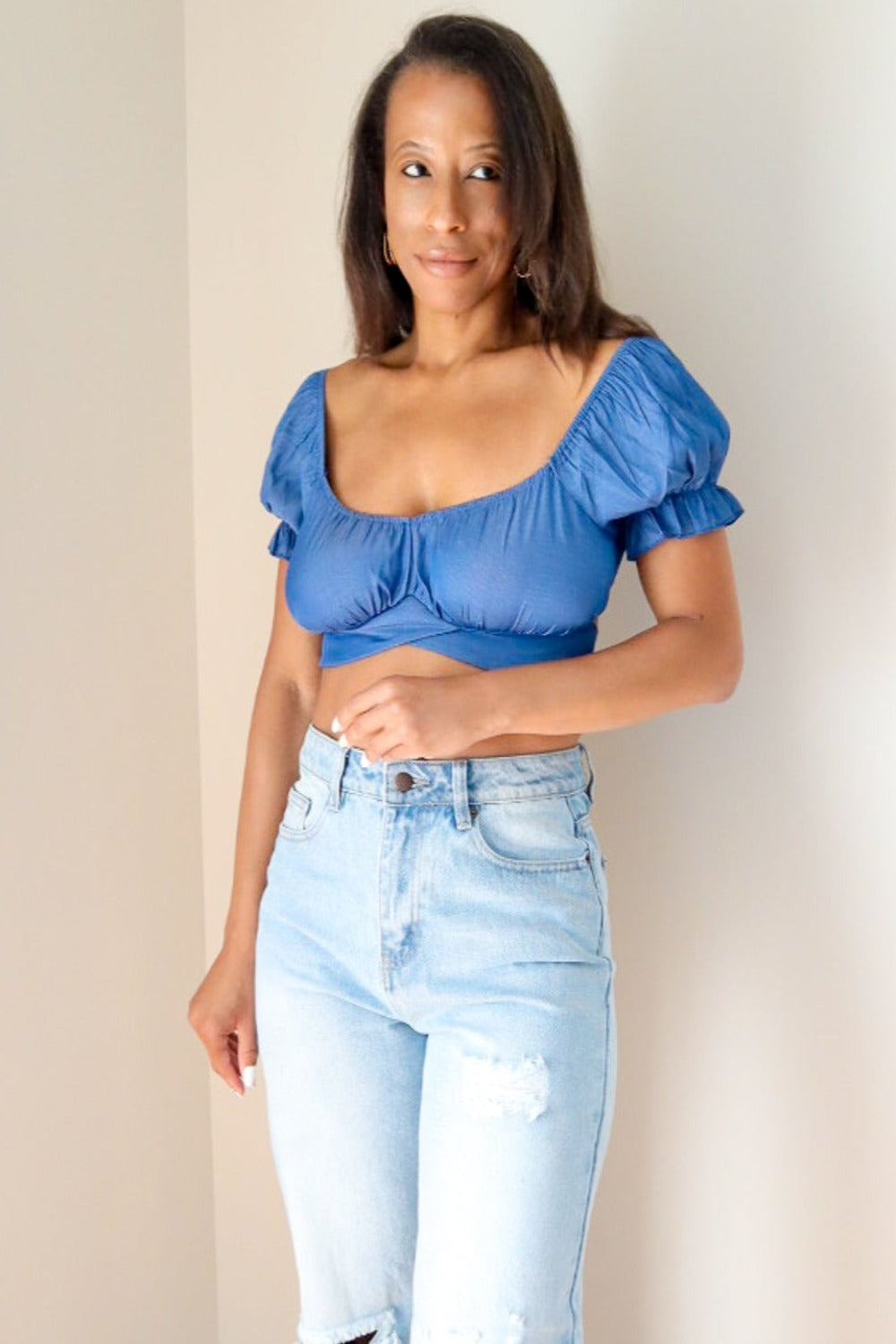 Seaside Babe Off-Shoulder Cropped Blouse