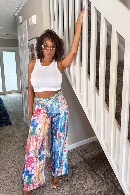 CeCe Painted Wide Leg Pants