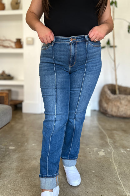 Judy Blue Jeans Full Size High Waist Front Seam Detail Straight Leg Jeans