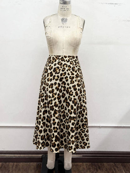 Wild Satin  Midi Skirt: Brown