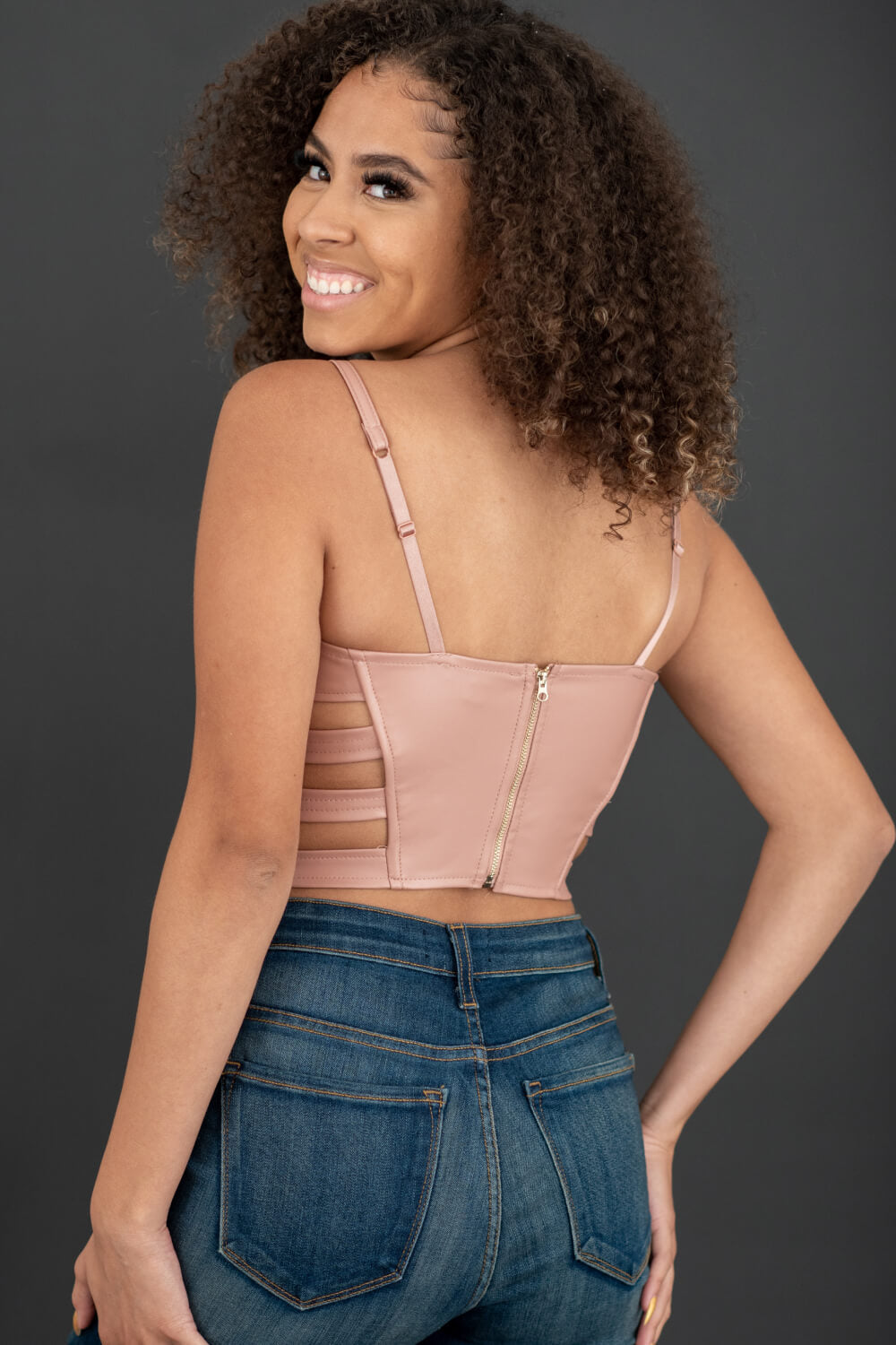SHOPIRISBASIC Ready to Go Faux Leather Strappy Bustier Crop Top Trendsi 