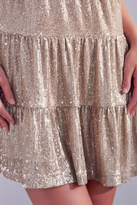 One Night Out Sequin Tiered Flae Dress