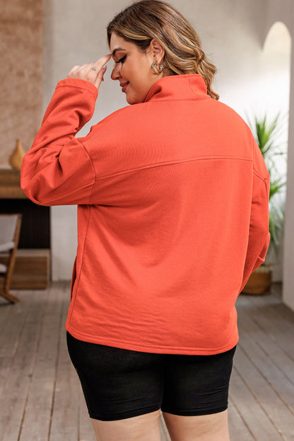 Rayna Plus Size Zip-Up Dropped Shoulder Sweatshirt