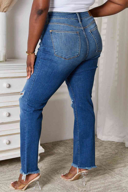 Judy Blue Full Size Distressed Raw Hem Jeans