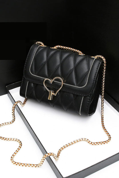 Pretty Heart Buckle PU Leather Crossbody Bag