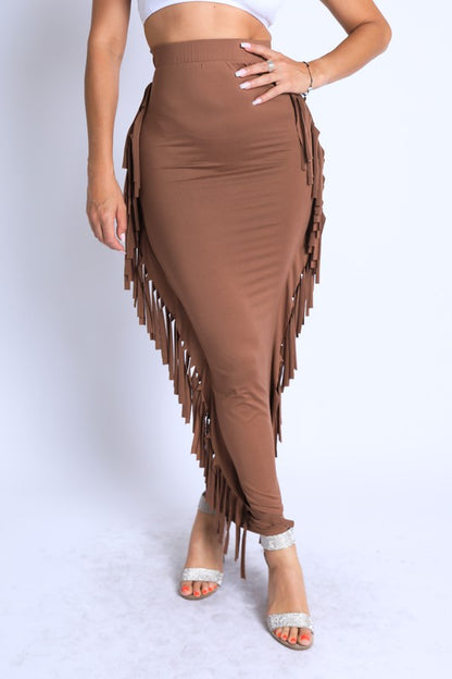 Fringed Out  Maxi Skirt