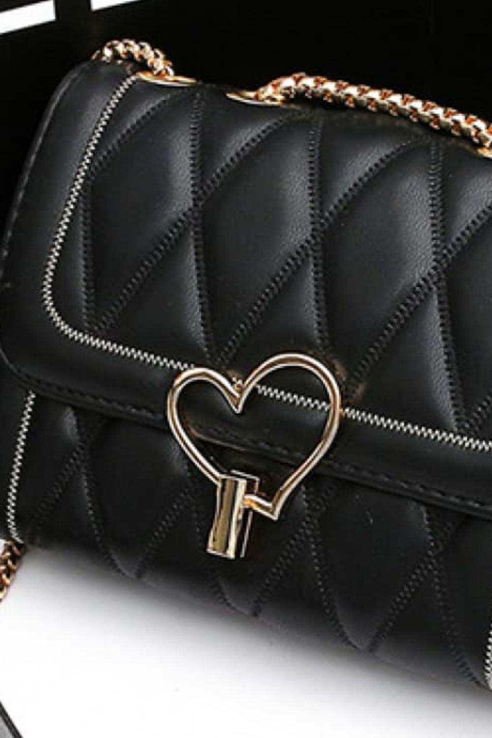 Pretty Heart Buckle PU Leather Crossbody Bag