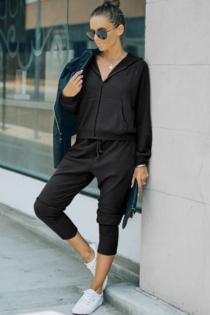 Ina Zip-Up Long Sleeve Top and Pants Set