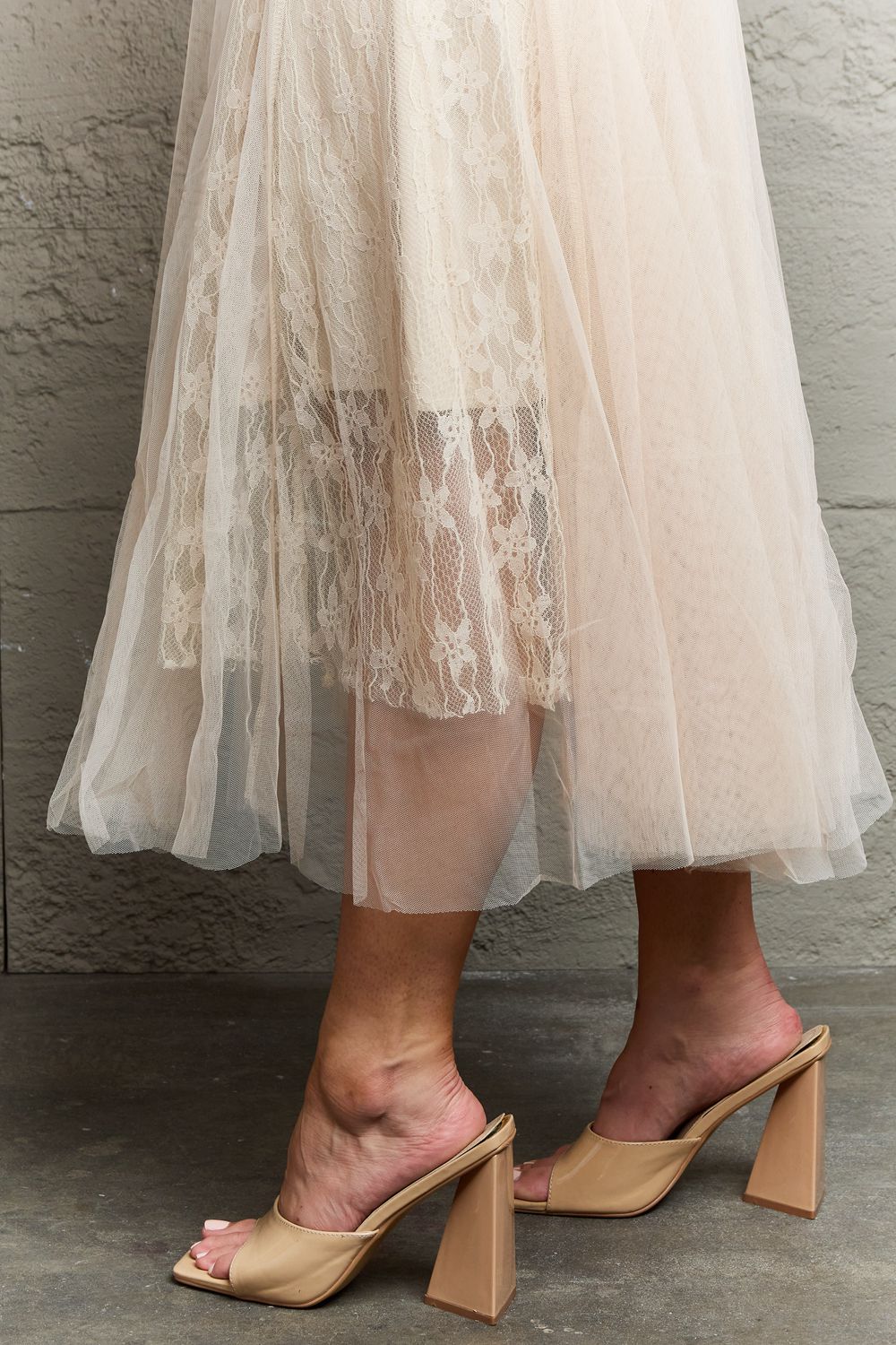 Lace Flowy Midi Skirt