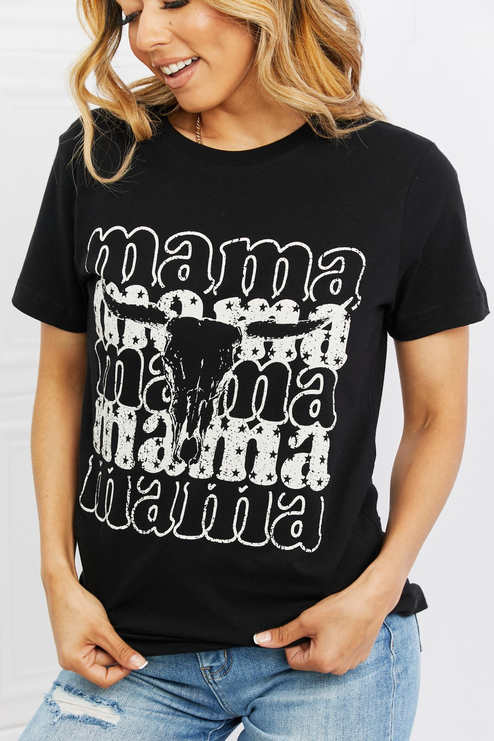 I Got It From My Mama Full Size Graphic Tee in Black