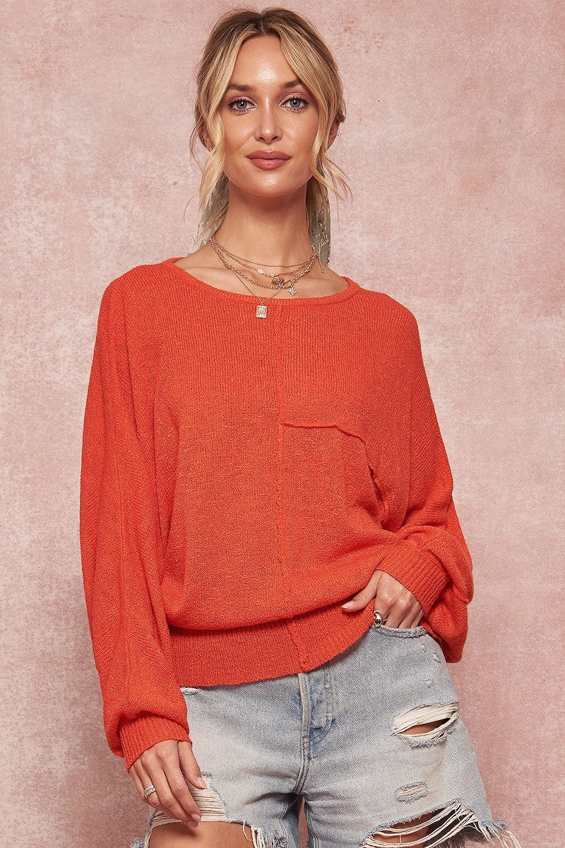 Pretty Pumpkin Solid Knit Sweater
