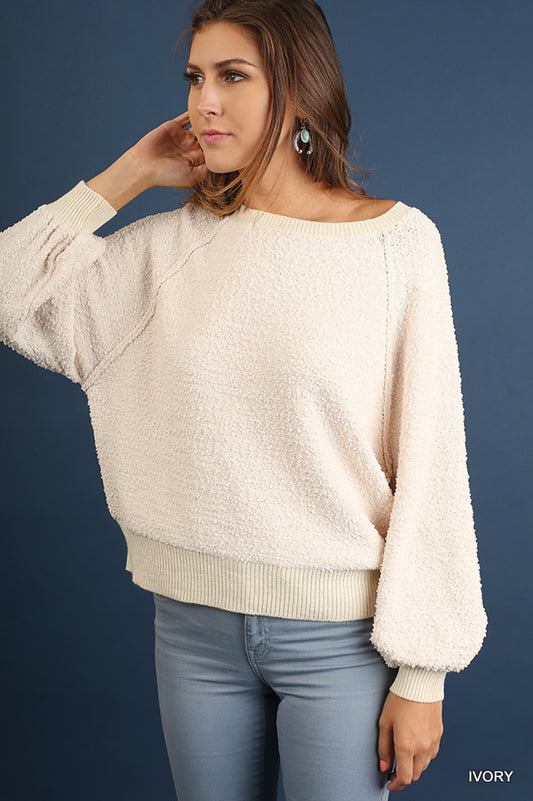 Hope Puff Sleeve Boat Neck Sweater