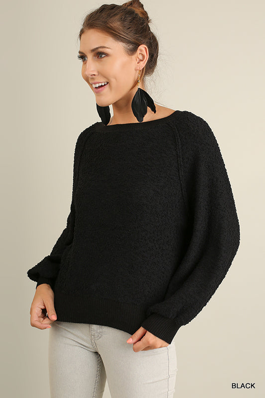 Denise Puff Sleeve Boat Neck Sweater