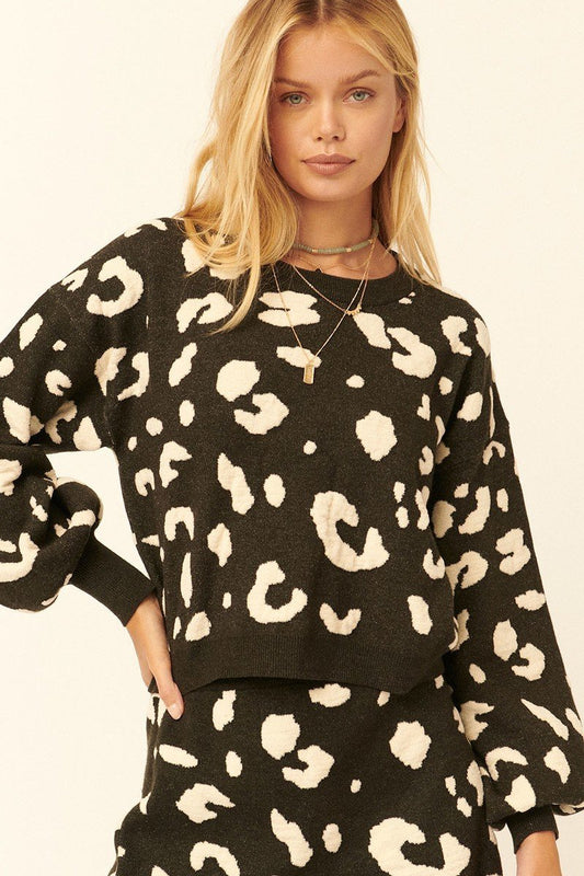 Misha Leopard Print Pullover Sweater