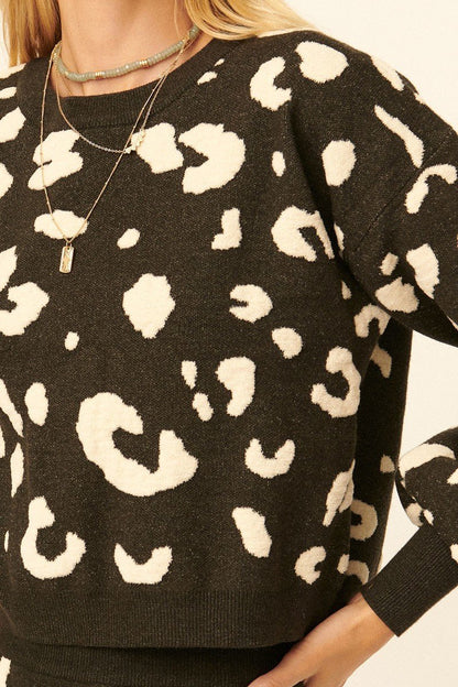 Misha Leopard Print Pullover Sweater