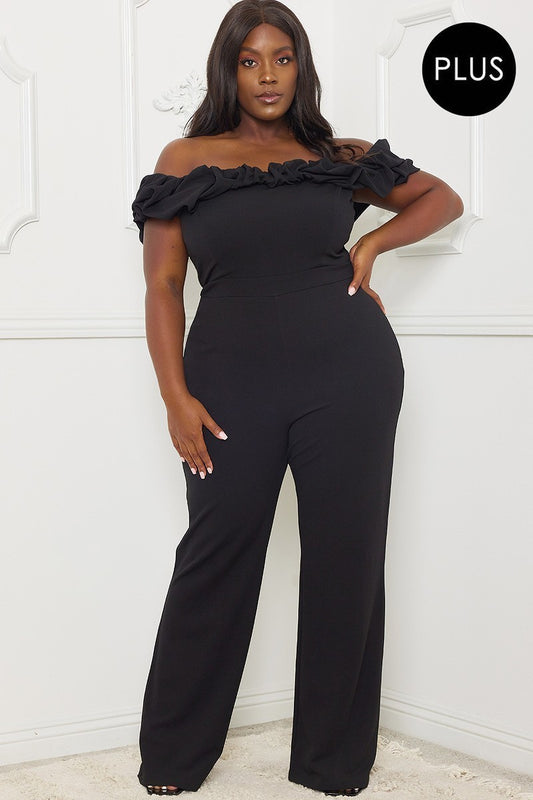 Robin Ruffle Shoulder Shoulder Plus Size Jumpsuit