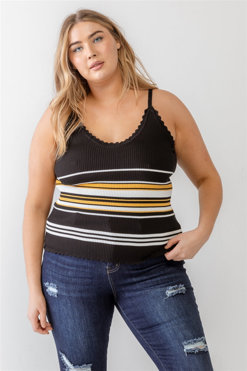 Anissa Plus Ribbed Ruffle Tank Top