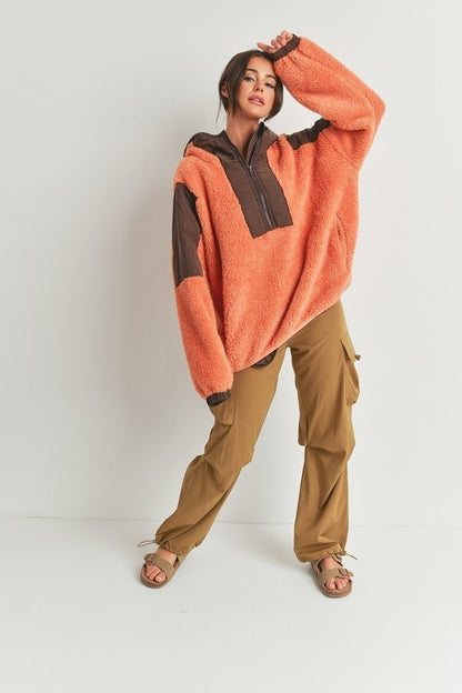 Fire Side Two-toned Cozy Hooded Sweater