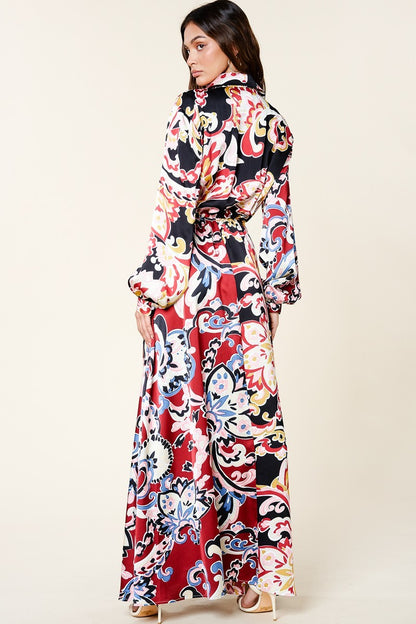Bebe Color Block Printed V Neck Dress