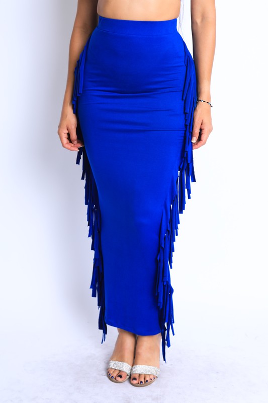 Fringed Out  Maxi Skirt