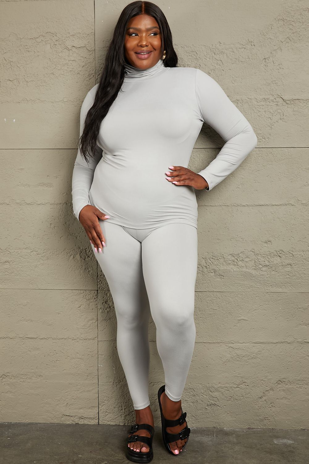 Friend in Me Full Size Mock Neck Top and Leggings Set