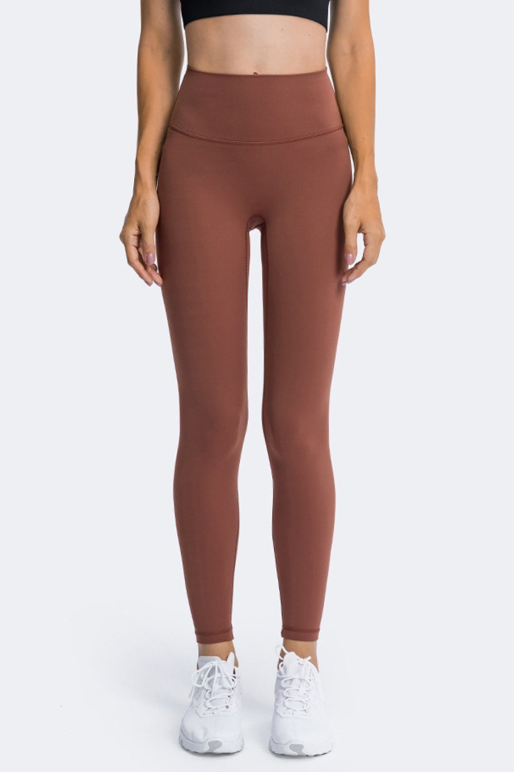 High Rise Ankle Length Yoga Leggings Trendsi Brown 4 