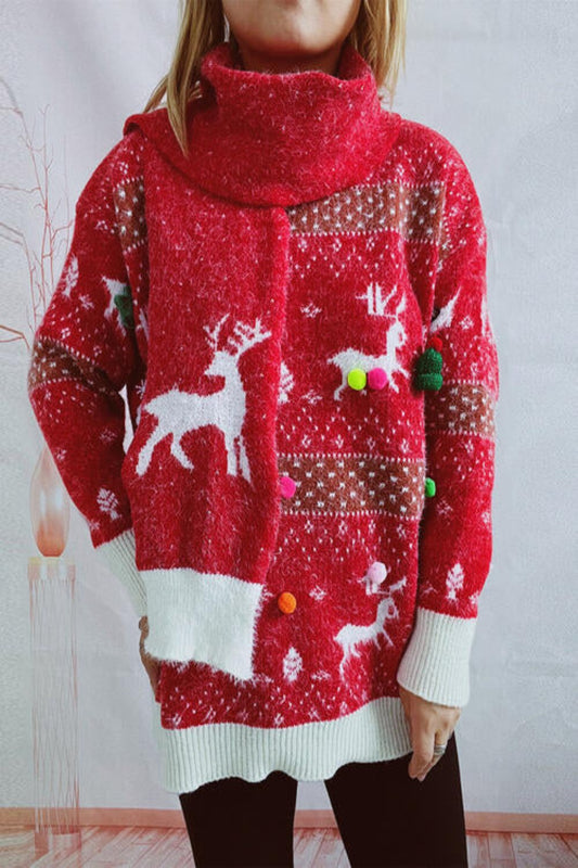 Christmas Element Round Neck Knit Set